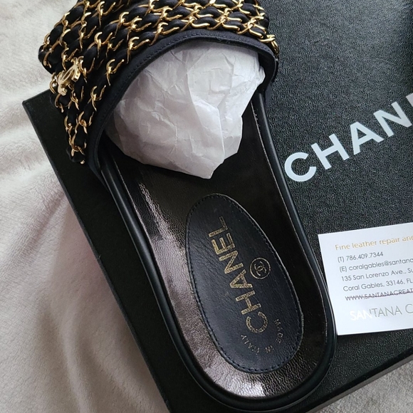 Chanel Sandals, Slides, Mules Navy Blue, 38 - Picture 4 of 7